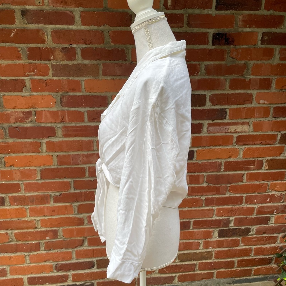 Vintage Platinum Dorothy Schoelen Cropped Jacket Collar Wrap Tie White Sz Medium - Picture 4 of 6